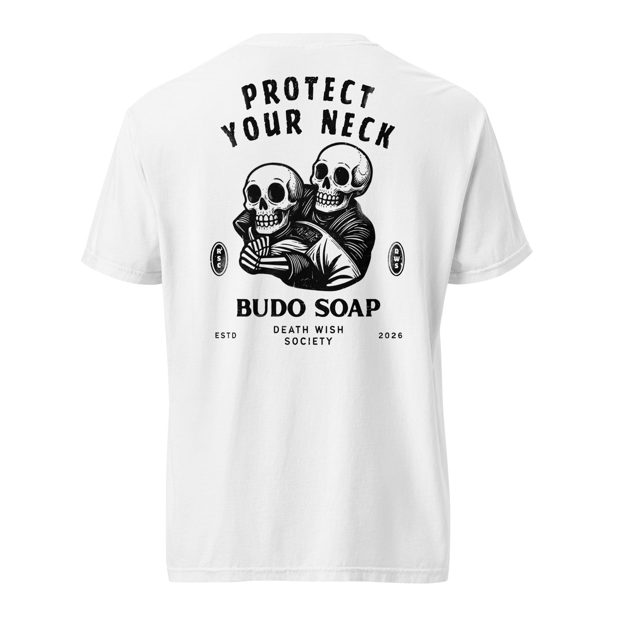 Protect Your Neck T-Shirt by Rollins Soap Co. - Mens White graphic T-Shirt with
