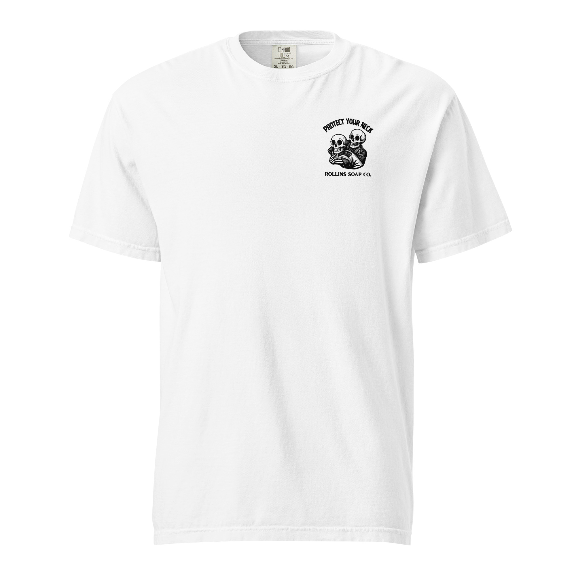 Protect Your Neck T-Shirt by Rollins Soap Co. - Mens White graphic T-Shirt with