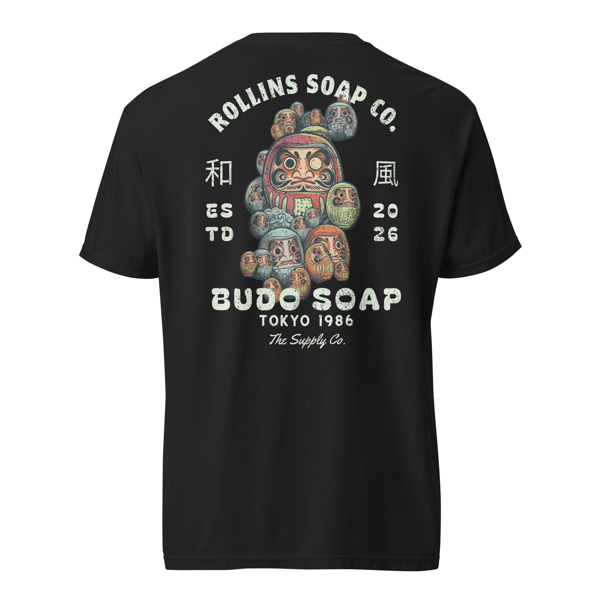 Rollins Soap Co. mens black graphic T-shirt "Tokyo 1986"