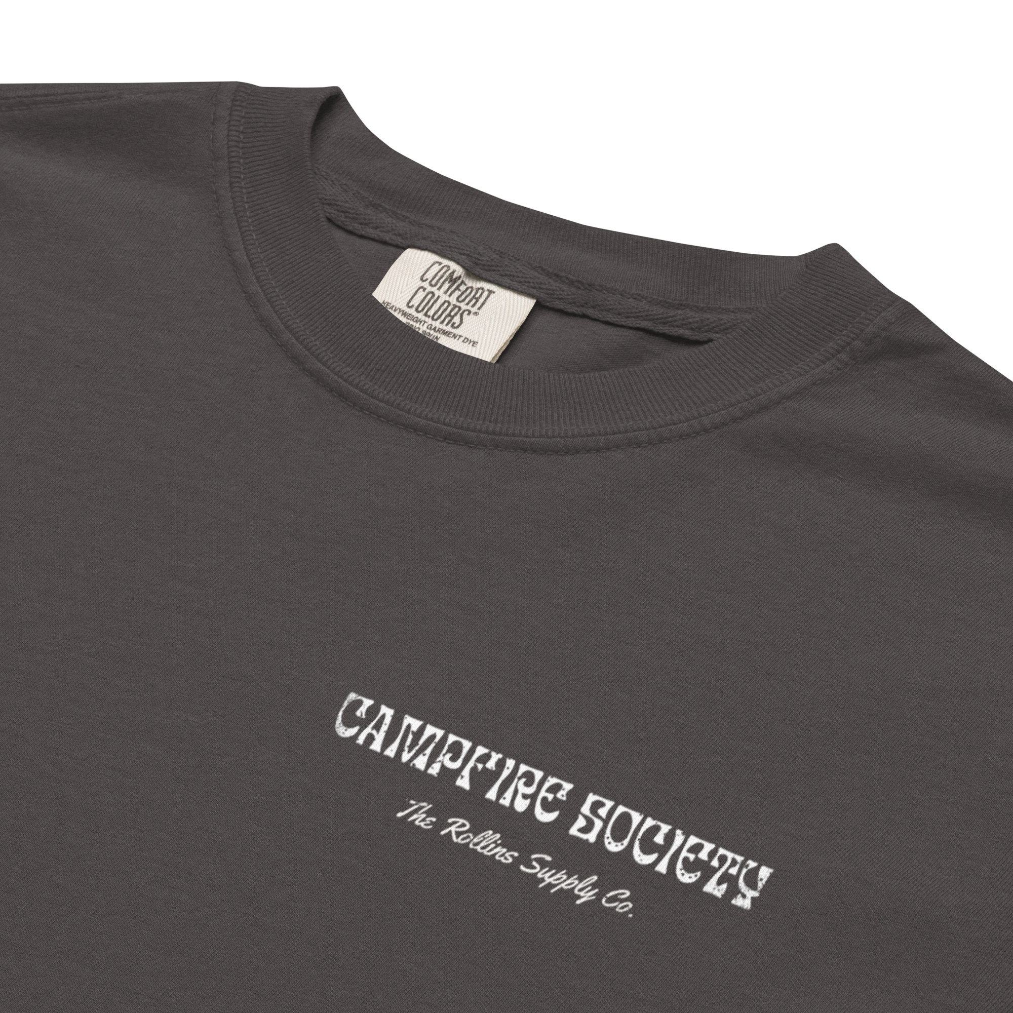 Rollins Soap Co. Mens charcoal graphic T-shirt "Campfire Society Tee"